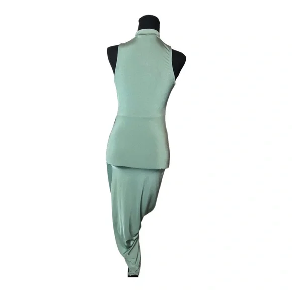 K Too Mockneck Asymmetric Hem Dress - Seafoam Green, Size M - Picture 3 of 6